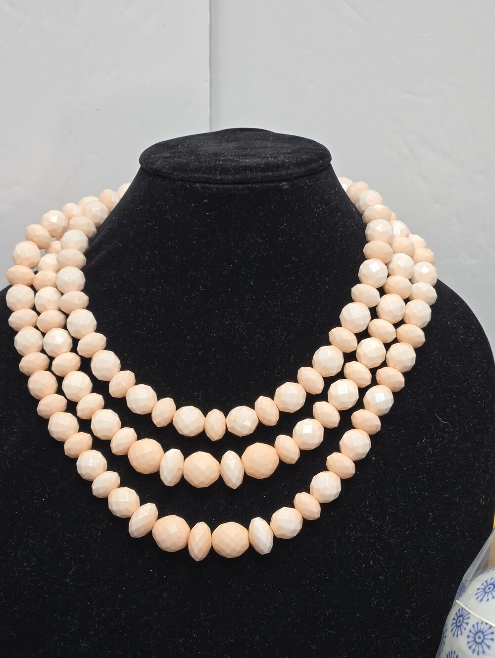 Sugarfix Three Strand Plastic Faceted Necklace Peach Necklace